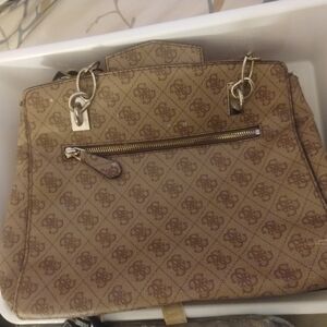 Guess Brown Monogram Shoulder Bag